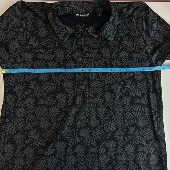 TravisMathew Off The Cape Mens Golf Polo Black Gray Pineapple Shirt Size Large - Picture 9 of 12